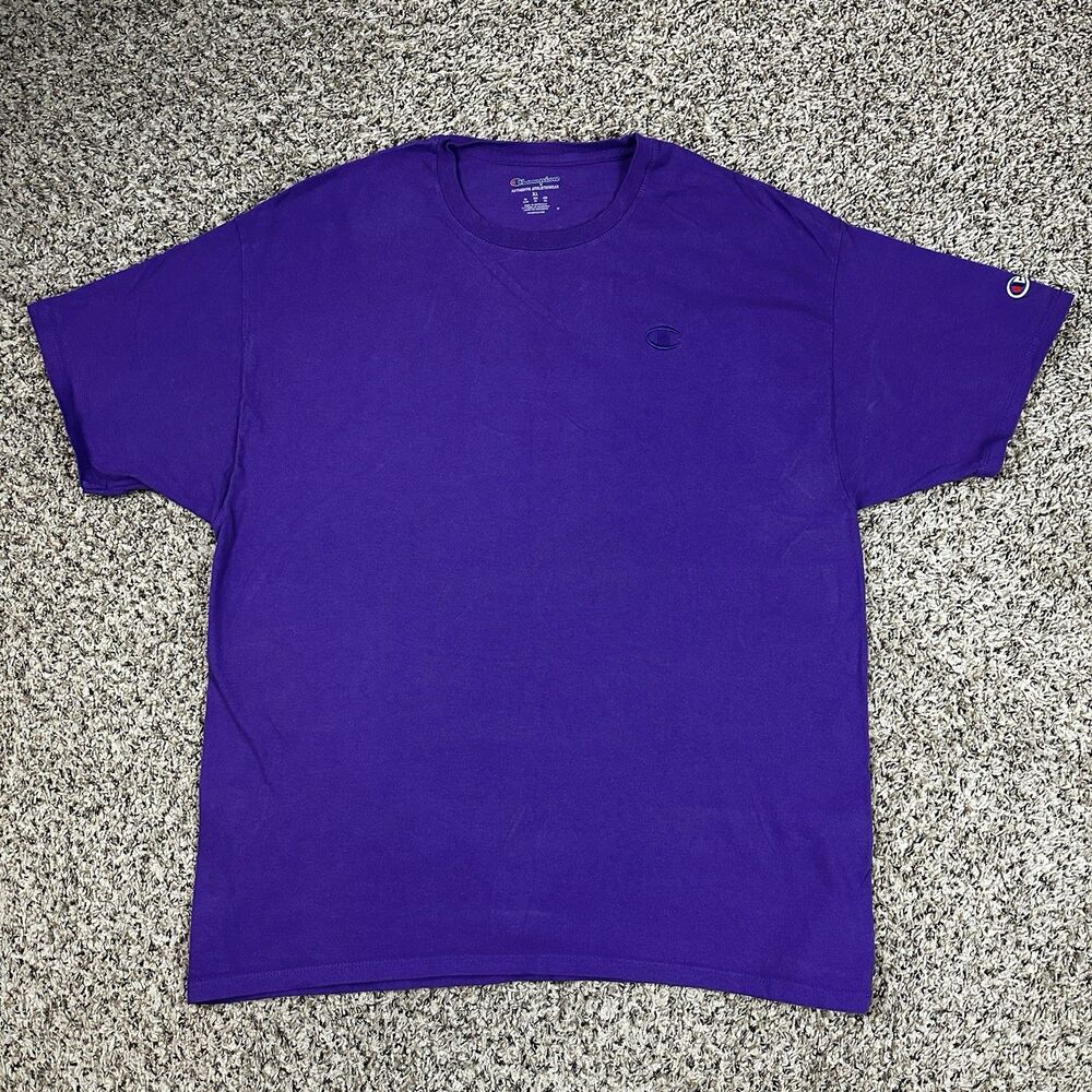 Champion Authentic Athleticwear Men's XL Purple Logo Short Sleeve T-Shirt Cotton